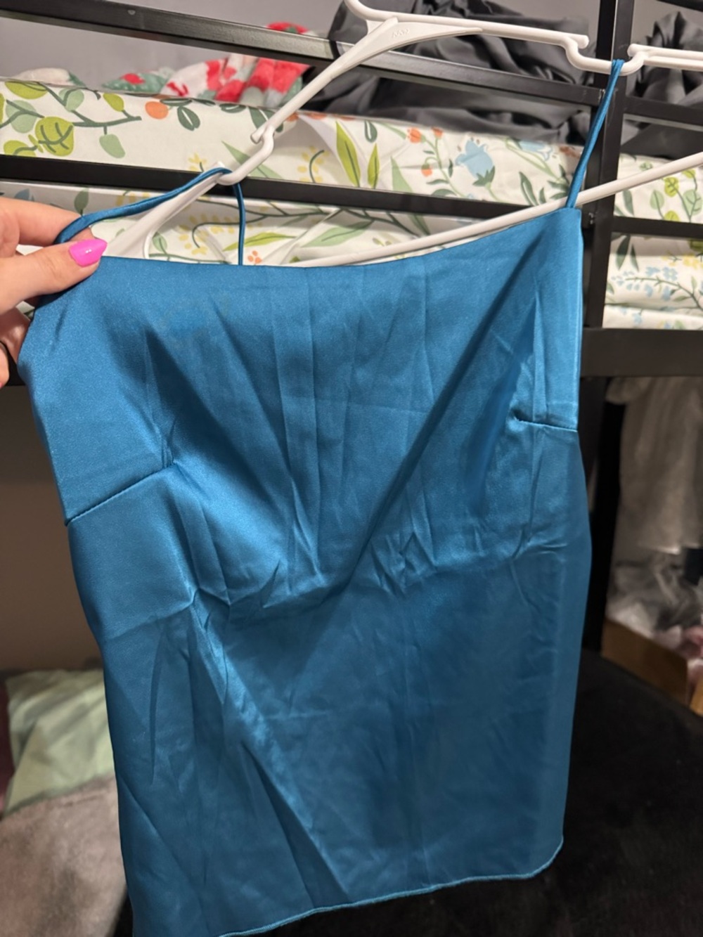Satin Teal Blue Cami Top